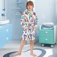 thumbnail image 5 of FORMRS Niños Bathrobe Unisex Hooded Robe Soft Plush Pajamas Sleepwear, Size 2-3T, Green Simple Triangles, 5 of 7