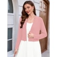 thumbnail image 3 of Chiclily Women's Long Sleeve Pink Cropped Cardigans Sweaters Open Front Knit Short Shrugs for Dresses, Size XL, 3 of 6