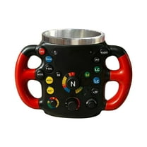 3D Steering Wheel Design Resin Stainless Steel Mug - Durable Drinkware For Daily Coffee, Tea, Beverages, Suitable For Home, Office, Car Enthusiasts, Stylish Functional Cup, 6.29*4.29in, B