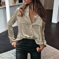 thumbnail image 6 of Relanfenk Women's Winter Fashion Velvet Long Sleeve Button Pocket Casual Shirt Top, 6 of 6