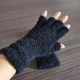 thumbnail image 2 of YWOAGH Extra Long Wrist Fingerless Winter Gloves For Kids Thermal Knitted Mittens For Boys And Girls Warmth Black One Size, 2 of 4