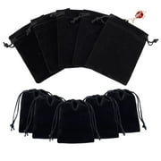 DoGeek 10PCS Black Jewelry Pouches Favors Storage Bags Candy Gift Bags for Christmas Party Wedding 3.54''X2.76''