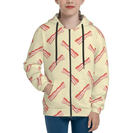 

Hoodies for Teen Girls Boys Bacon Print No.9032 Long Sleeve Youth Kids Essentials Zip Up Hoodie Lghtweight Fashion Hoodies & Sweatshirts Jacket Fall Winter Outfits Tops