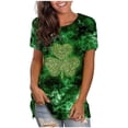 thumbnail image 1 of Pompotops Blouse Décontractée pour Femmes Imprimée pour la Saint-Patrick Manches Courtes Col Rond T-shirt, 1 of 5