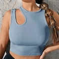 thumbnail image 2 of Women's Cut Out Sleeveless Round Neck Slim Fitted Ribbed Tank Crop Top Summer Cami Croset Tops Streetwear, 2 of 7