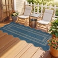 thumbnail image 2 of HIWEAVER Blue 9' x 12' Scalloped-edge Easy Jute Area Rug for Living Room Modern Bordered Indoor Outdoor Neutral Carpet for Patios Non Slip Washable Throw Mat for Home Decor, 2 of 7
