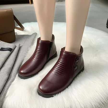 

Back To School Supplies Clearance Juebong Women s Fashion Boots Thickened Flannel Muffin With Flat Heel Side Zipper Short Boots