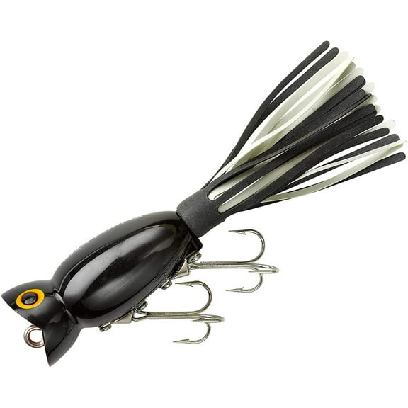 Arbogast Hula Popper Topwater Popper, 1 3/4in, 1/4 oz, Floating, Black