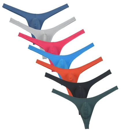 Botmois 7 PACK Men s Solid String Briefs Guy G-string Underwear Contoured Pouch Tangas Sexy Guy Low-rise Thong Underpants Lingerie Panties 7RR XL