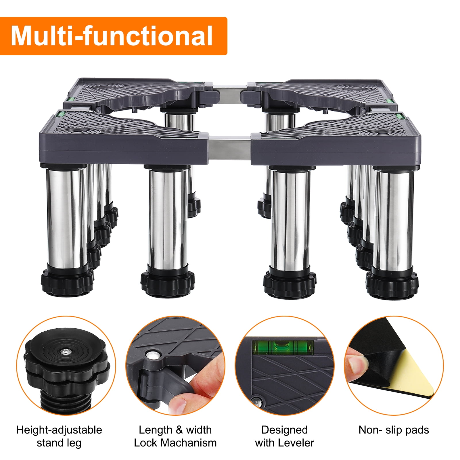 Uxcell Mini Fridge Stand, 12 Strong Feet, 7.5"-8.6" Height, 1Pack