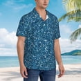 thumbnail image 3 of Balery Blue Glitter Camisas hawaianas de manga corta para hombre, camisas playeras de corte holgado, camisas de vacaciones con botones,XX-Large, 3 of 7