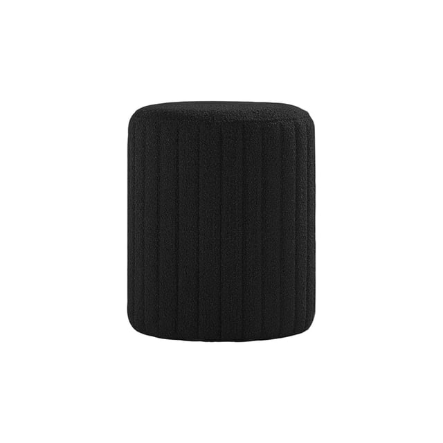 Get Style Ensemble Ottomane Ronde en Bouclé Tulum avec Siège Rembourré Confortable (Noir)