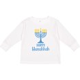 thumbnail image 3 of Inktastic Happy Hanukkah with Blue Menorah Boys or Girls Long Sleeve Toddler T-Shirt, 3 of 5
