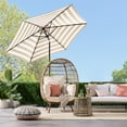 thumbnail image 2 of Best Choice Products 10ft Outdoor Steel Market Patio Umbrella w/ Crank, Tilt Push Button, 6 Ribs - Striped Tan, 2 of 7