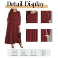 thumbnail image 5 of Mengpipi Women's Plus Size Casual Long Sleeve Crewneck Dress Flowy Tiered Loose Maxi Dress with Pockets 1X-5X, 5 of 6