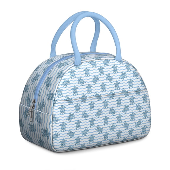 Hawaiian Ocean Lunch Tote with Cute Cartoon Turtles, Reusable Marine Life Insulated Lunch Box, Leakproof and BPA-Free Cooler for Daily Use