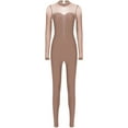 thumbnail image 5 of Raenseen Women Rhinestone Ballet Gymnastics Unitard One Piece Dance Bodysuits Acrobatics Uniforms Dusty Pink S, 5 of 7