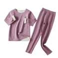 thumbnail image 1 of Odeerbi 4-16 Años Niño Niña Pijama Suave de Manga Larga Johns Conjunto de Ropa Interior Térmica Para Dormir Conjunto de Pijama, 1 of 4