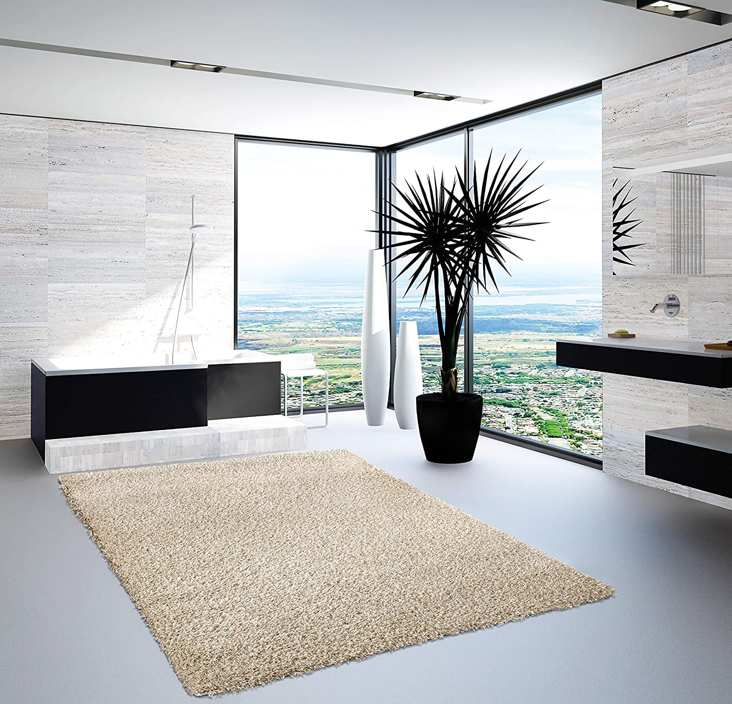 Nourison Feather Soft Contemporary Ivory Blue Area Rug