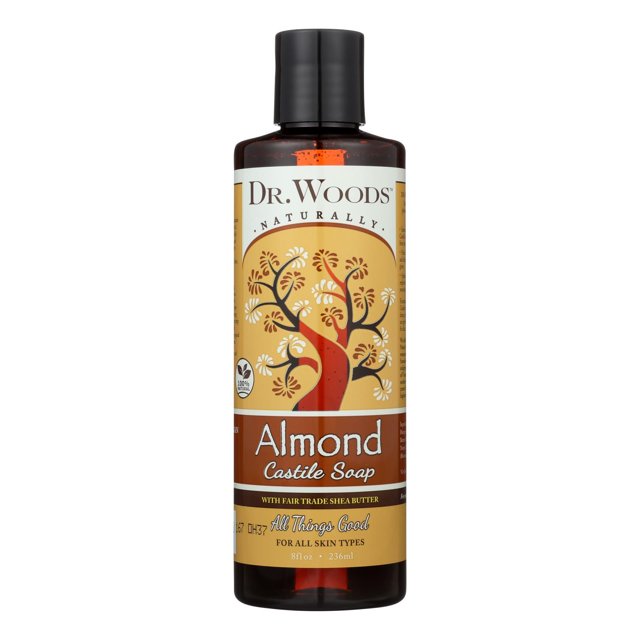 Dr. Woods Shea Vision Jabón de Castilla puro Almendra con manteca de karité orgánica - 8 onzas líquidas