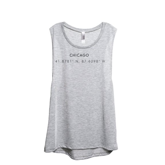 Chicago Illinois Coordinates Women's Fashion Sleeveless Muscle Workout Yoga Tank Top Sport Grey X-Large
