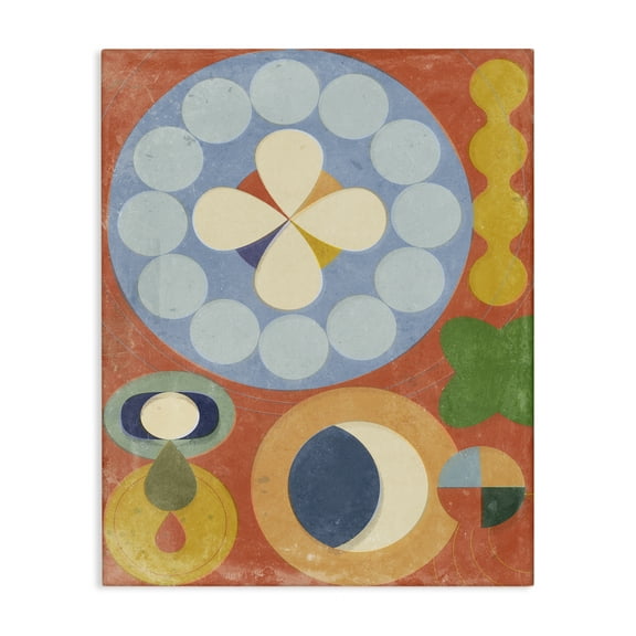 Stupell Industries Retro Symbolic Shapes Abstract Painting Wrapped Canvas Art Print Wall Art, 16 x 20