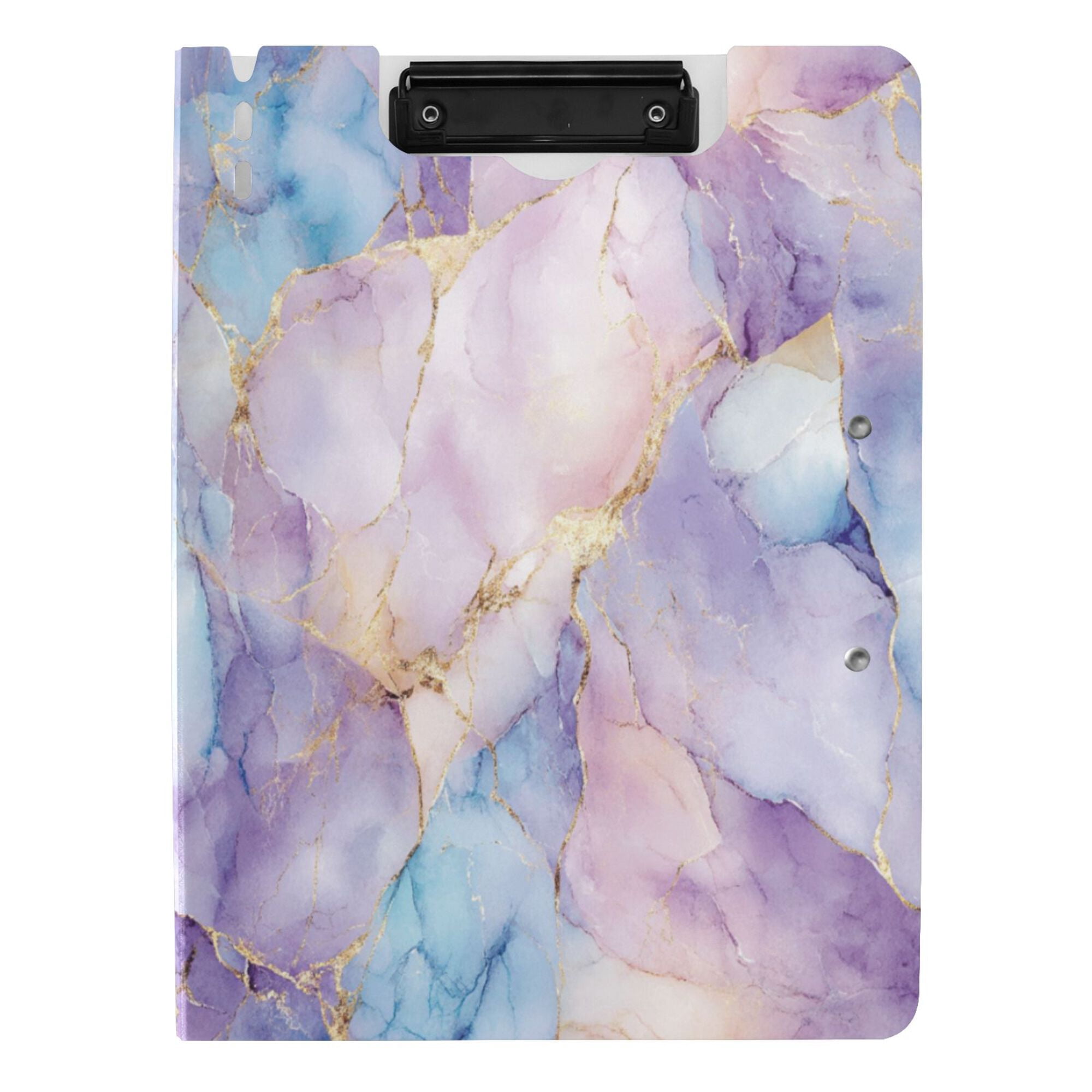 FORMRS A4 Clipboard Folder with Pen Holder Horizontal Foldable School Office Binder, Purple Marble Pattern