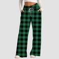 thumbnail image 2 of JWSVBF Scrub Pants for Women Pajamas with Pocket Business Casual Lossen Comfy Gingham Fashion Sports Winter Clothing Pajama Bottoms Blackish Green, 2 of 5