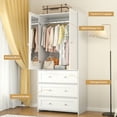 thumbnail image 3 of Richya Wooden Freestanding Wardrobe Closet Cabinet with 3 Drawers,Modern Wood Closet Storage Cabinet for Bedroom, 3 of 7