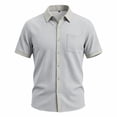 thumbnail image 6 of Fanshiluo Men's Collared Short Sleeve Button Down Shirt with Chest Pocket,Size:M,Big and Tall Men, 6 of 9