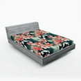thumbnail image 2 of Ambesonne Floral Fitted Sheet, Flower Illustration Leaves, Queen Size, Dark Coral Dark Teal, 2 of 5