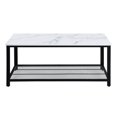 thumbnail image 2 of Benjara Coffee Table with Marble Top and 1 Mesh Shelf, White and Black, 2 of 6