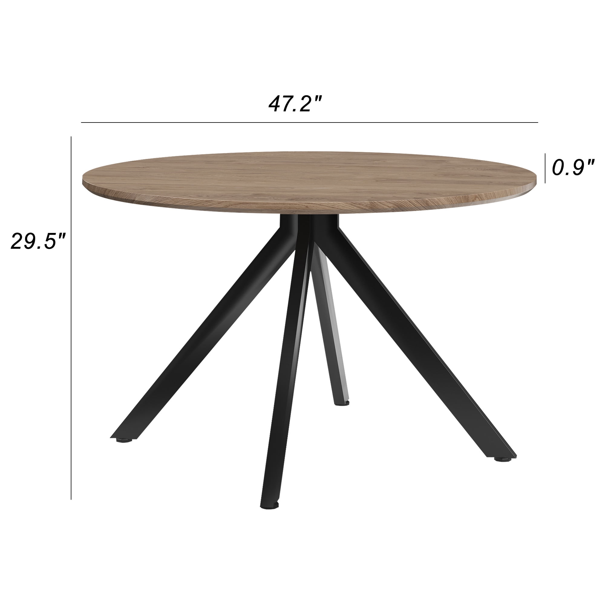 MAYEERTY 47"Round Wooden Dining Table, Metal Frame, Fits 4-6,for Kitchen, Dining, Living Room, Brown