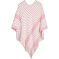 thumbnail image 1 of LinYooLi Poncho Cape Châle pour Femmes Surdimensionné Rayé Tricoté Pashmina avec Franges Temps Froid, 1 of 5