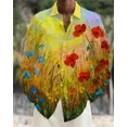 thumbnail image 1 of Camisa de solapa superior para hombre, tendencia de moda casual, patrón de flores creativo de alta definición, tela suave y cómoda de alta calidad 2024, 1 of 6