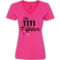 thumbnail image 3 of Inktastic Breast Cancer Awareness My Titi is a Fighter Women's V-Neck T-Shirt, 3 of 5
