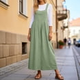 thumbnail image 2 of DHFJKG Women Square Neck Overall Dress Summer Casual Sleeveless Pleated Flowy A-Line Maxi Pinafore Jumper Dress With Pockets Stylish Dresses, 2 of 5