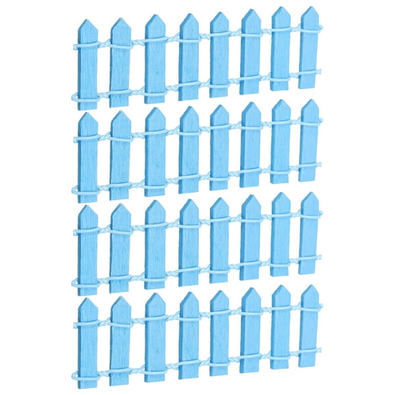 Uxcell 4pcs 3.9 Inch Miniature Garden Fence, Mini Ornament Wood Picket Fence Decorative Dollhouse Home DIY, Dark Blue