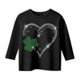 thumbnail image 4 of XAOFW Girl's T-Shirts St Patricks Day Heart Print Three Quarter Sleeve Crewneck T Shirts Everyday Wear Fashionable Tee Shirt Lounging Soft Comfortable Tops, 4 of 4