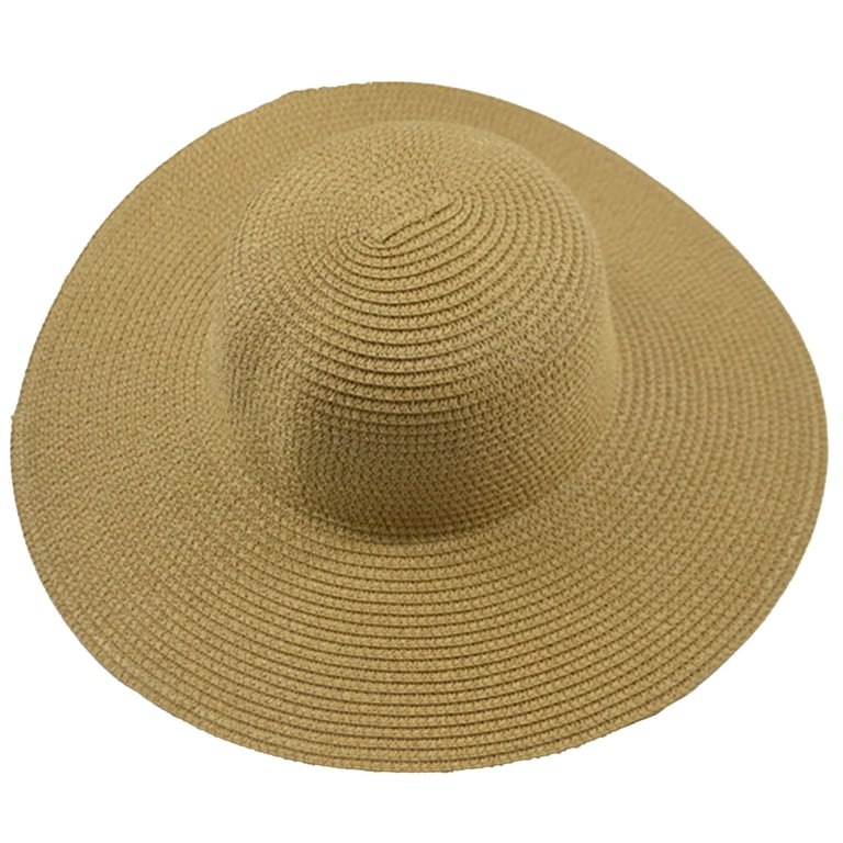 Straw Hats for Women 14cm Oversized Wide Brim Sun Hat Solid 