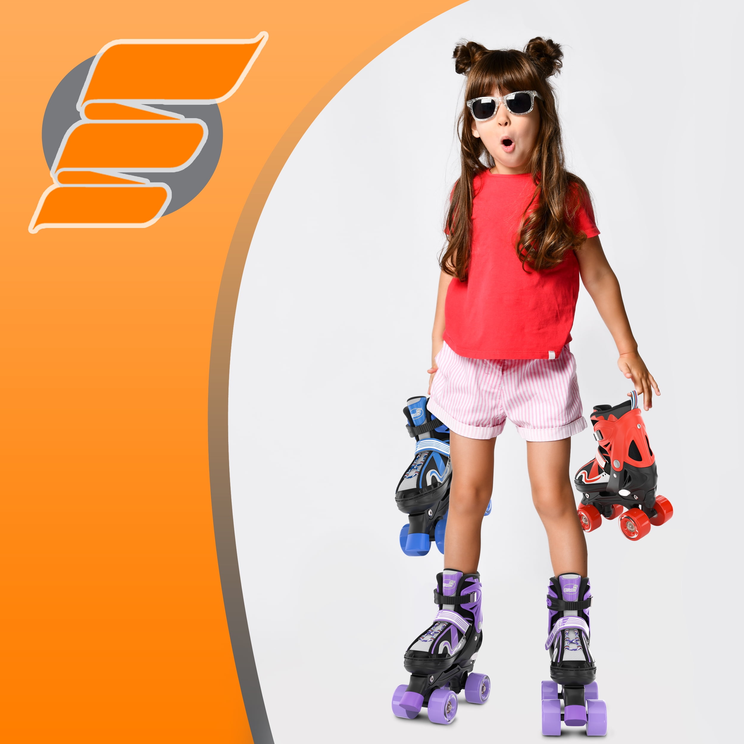 Kids Roller Skates for Girls Boys Adjustable Size 7.5C-5Y - Walmart.com