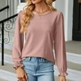 thumbnail image 6 of Baberdicy Womens Tops Women's Long Sleeve T Shirt Fashion Crew Neck Tops Solid Color Casual Blouses Plus Size Tops for Women Hot Pink, 6 of 7