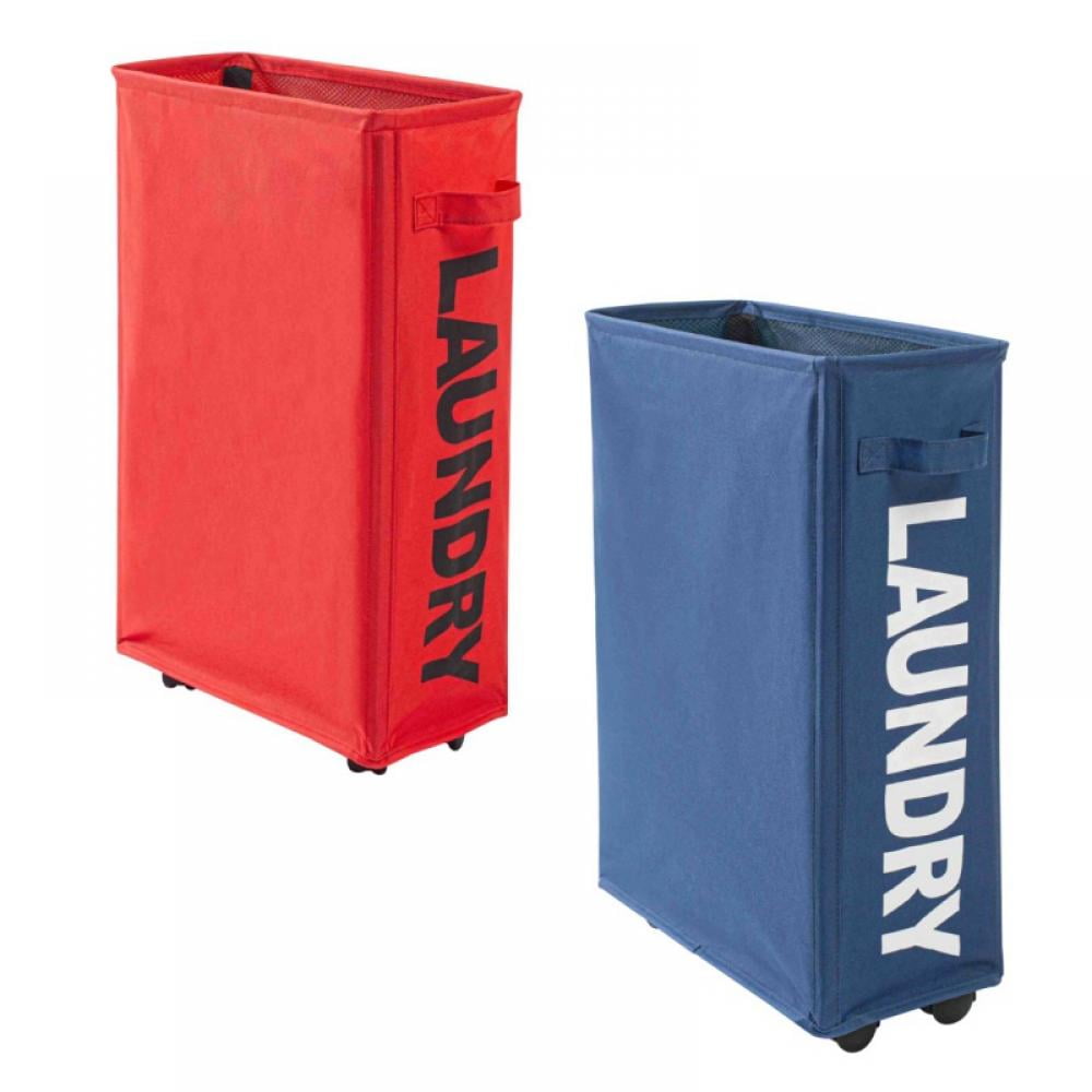Patgoal Slim Canvas Rolling Laundry Hamper, Red