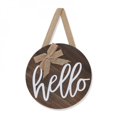 thumbnail image 1 of Final Clear Out!! Garden Decorative Board  Wooden Hanging Board White/Brown Rural Style Linen Double Bow Welcome/Hello Style, 1 of 5
