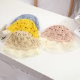 thumbnail image 4 of 51-52cm hat circumference children's straw hat ruffled basin hat pleated lace fisherman hat sun hat - Beige, 4 of 5