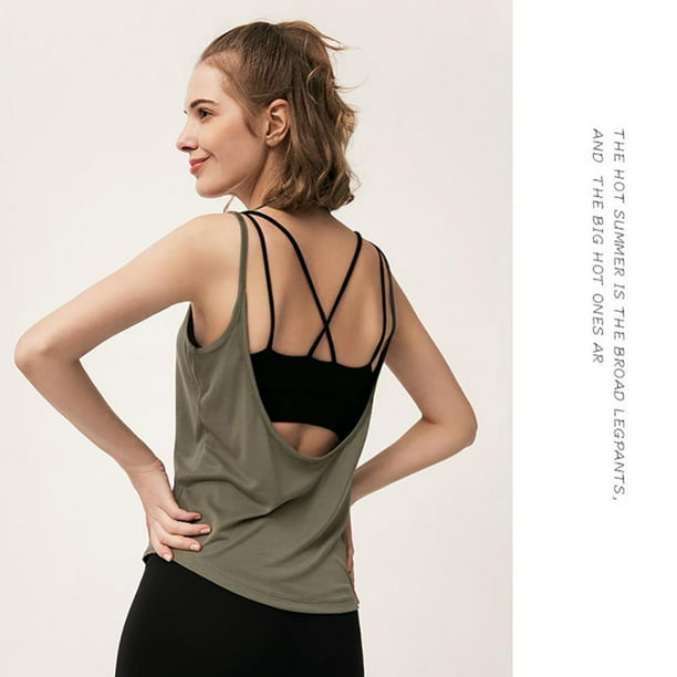 Womens Summer Workout Tops Sexy Backless Yoga Shirts Open Back Activewear  Running Sports Gym Quick Dry Tank Tops - Walmart.com