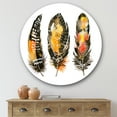 thumbnail image 2 of Designart 'Ethnic Boho Art Orange Feathers' Bohemian & Eclectic Circle Metal Wall Art 36x36 - Disc of 36, 2 of 5