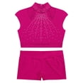 thumbnail image 3 of Alvivi Girls Gymnastics Dance Sports 2Pcs Outfits Sleeveless Crop Top with Booty Shorts Set Hot Pink 10, 3 of 7