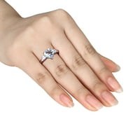 Everly Womens Created Sapphire and Created Aquamarine Sterling Silver Ring