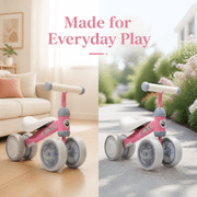 FUPOJH 4-Wheel Baby Balance Bike, Light-Up Wheels, Silent Tires, Indoor Riding Toy, Ages 1-3